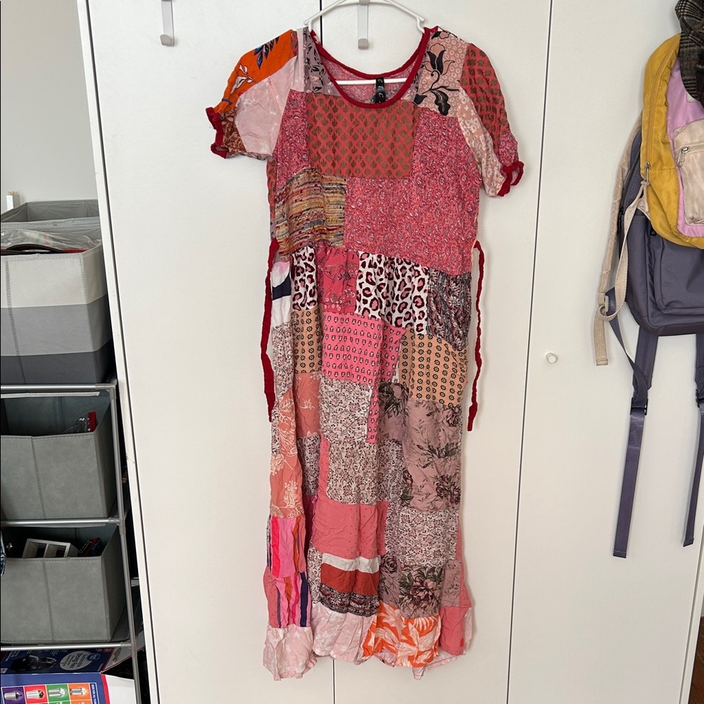 Comfortable Multicolor Patchwork Maxi Dress made in India